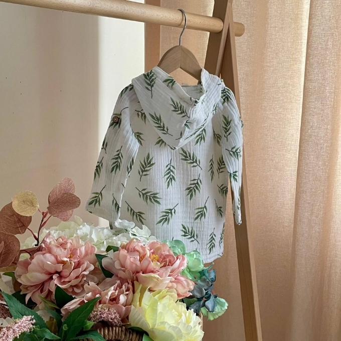 Bluza cu gluga din muselină pentru copii, Crengute – bumbac 100% (3)